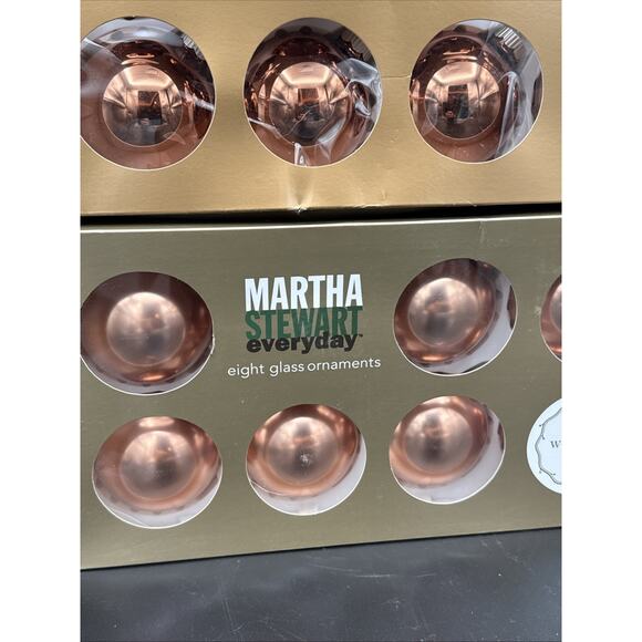 Vtg Martha Stewart Everyday Glass Christmas Ornaments Copper/gold Set of 16 - Picture 4 of 6